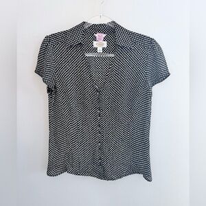 TALBOTS 100% Silk Short Sleeve Button Down Top